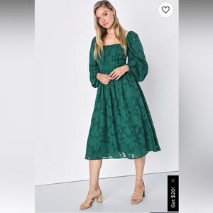 Lulu's Green Floral Midi Dress